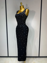 Luxury Rhinestone Bandage Long Dress Elastic Sleeveless Bodycon High Street Evening Club Party Elegant Birthday Prom Gowns